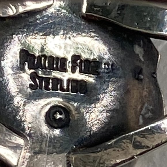 Vintage green turquoise Prairie Fire sterling silver ring with leaves - Picture 4 of 5